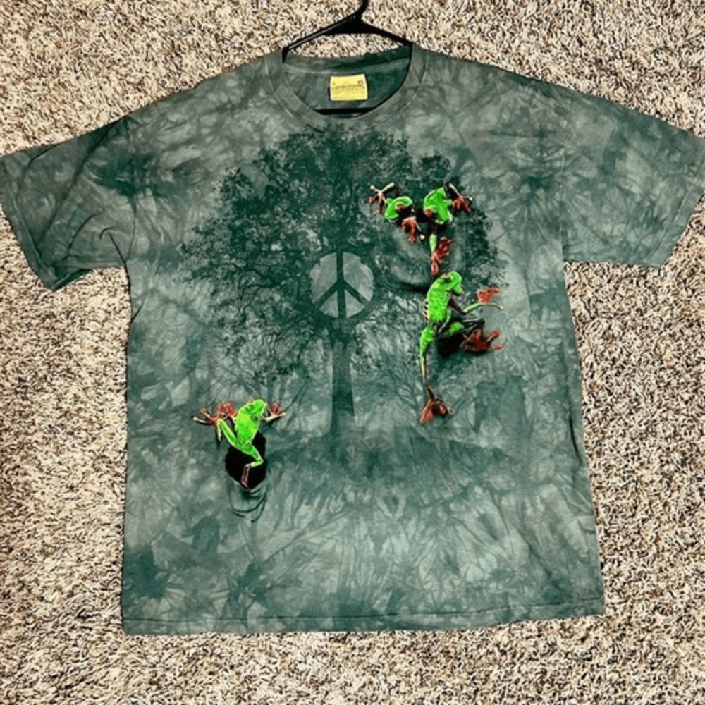 🔥🐸 VINTAGE "The MOUNTAIN" FROGS - Leather Tag - not AOP - PERFECT No Flaws